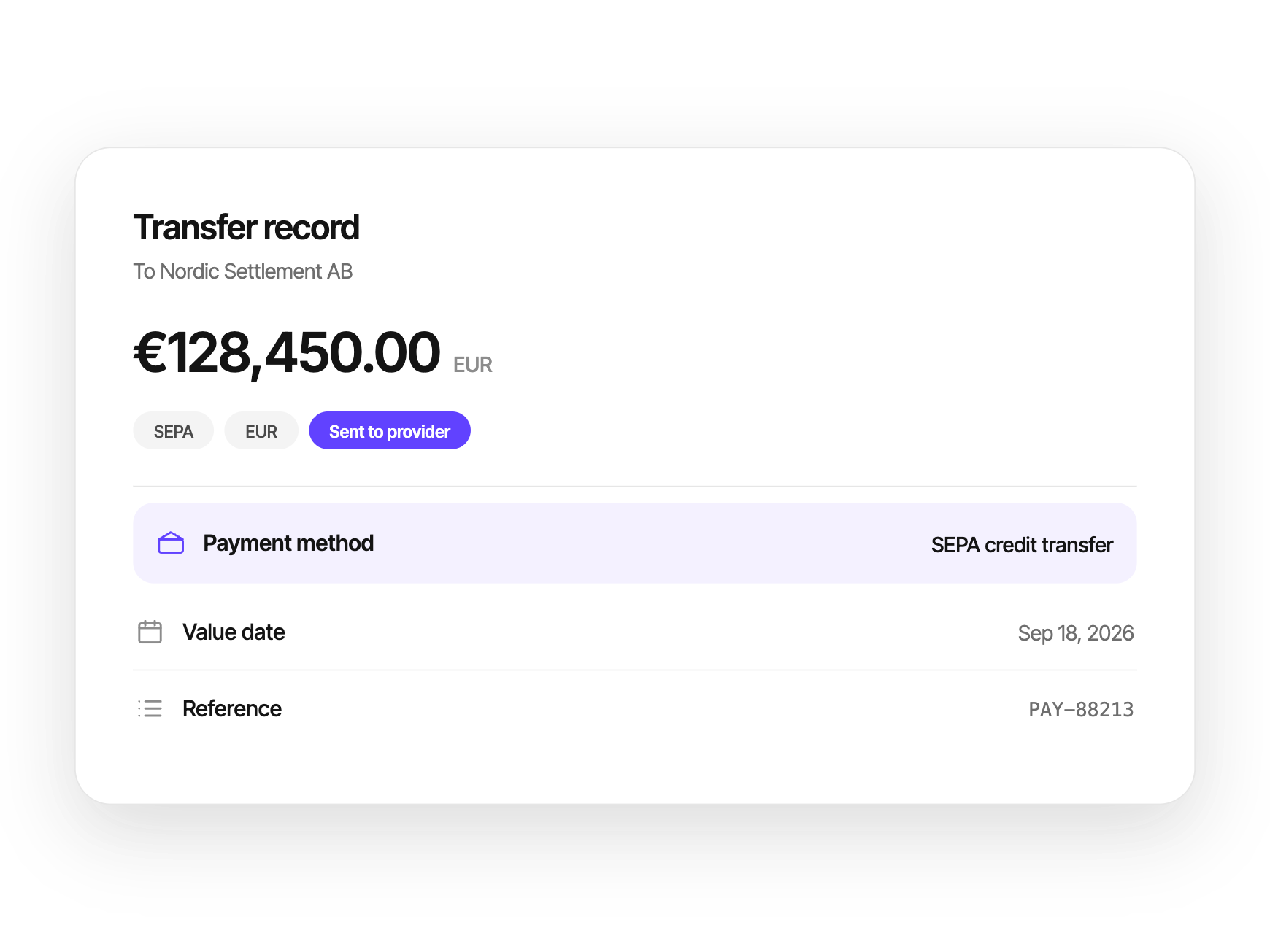 Transfer record interface