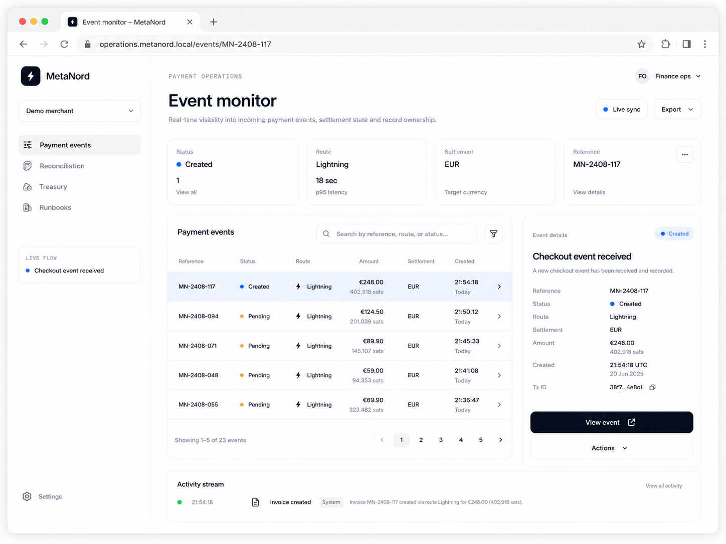 Event monitor desktop operations screenshot